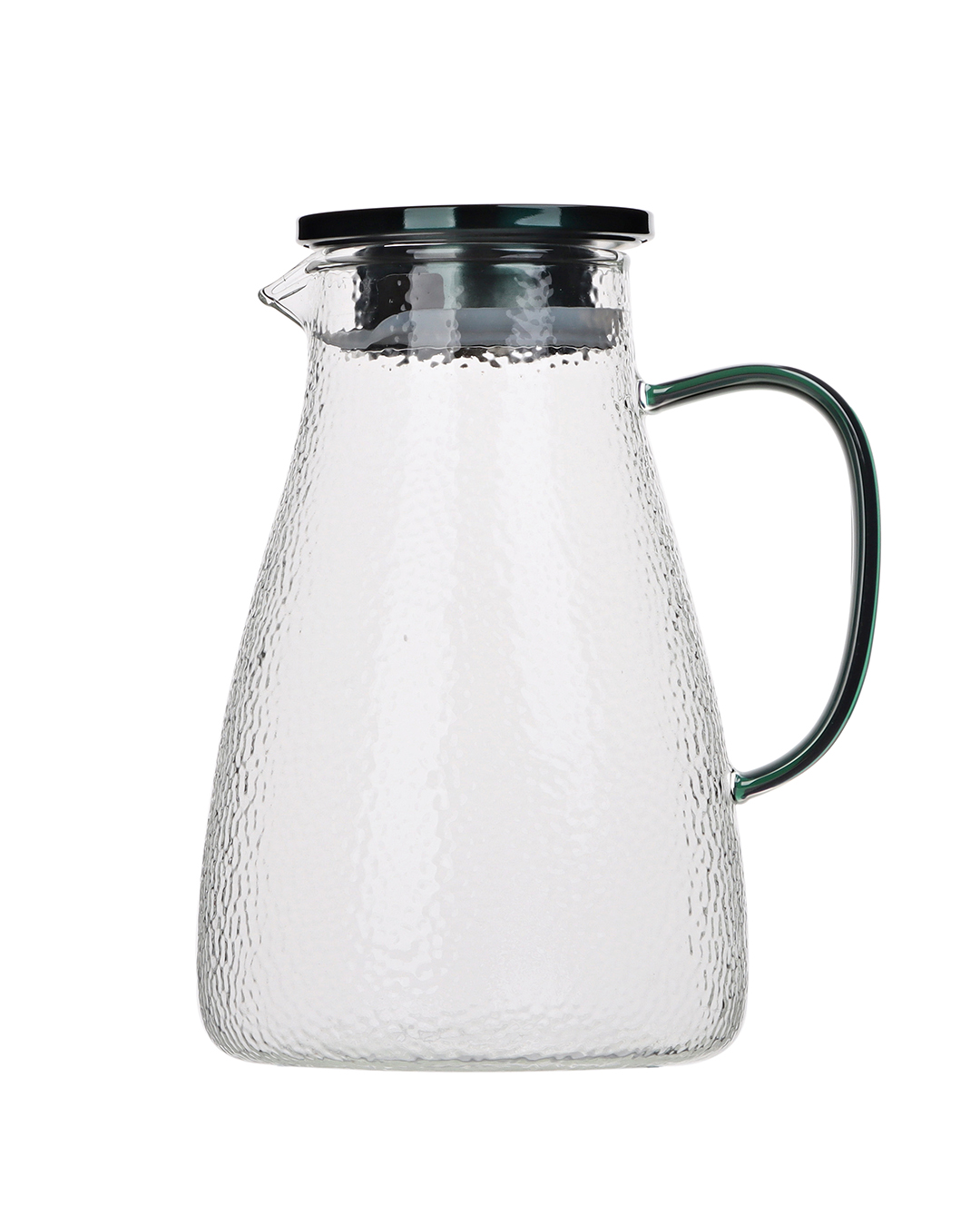 Pichet en verre borosilicaté - Caldi Fina - capacité 2 L, structure bulle, poignée verte