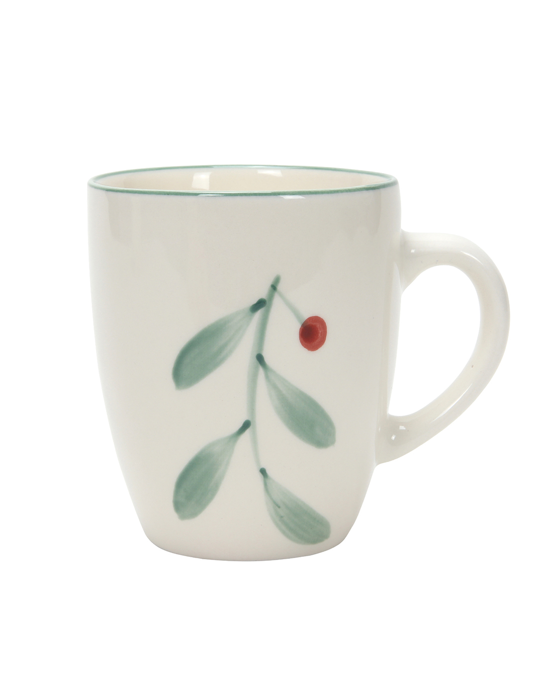 Tasse en céramique 350 ml - Dote Piante - blanche avec motif et bord vert