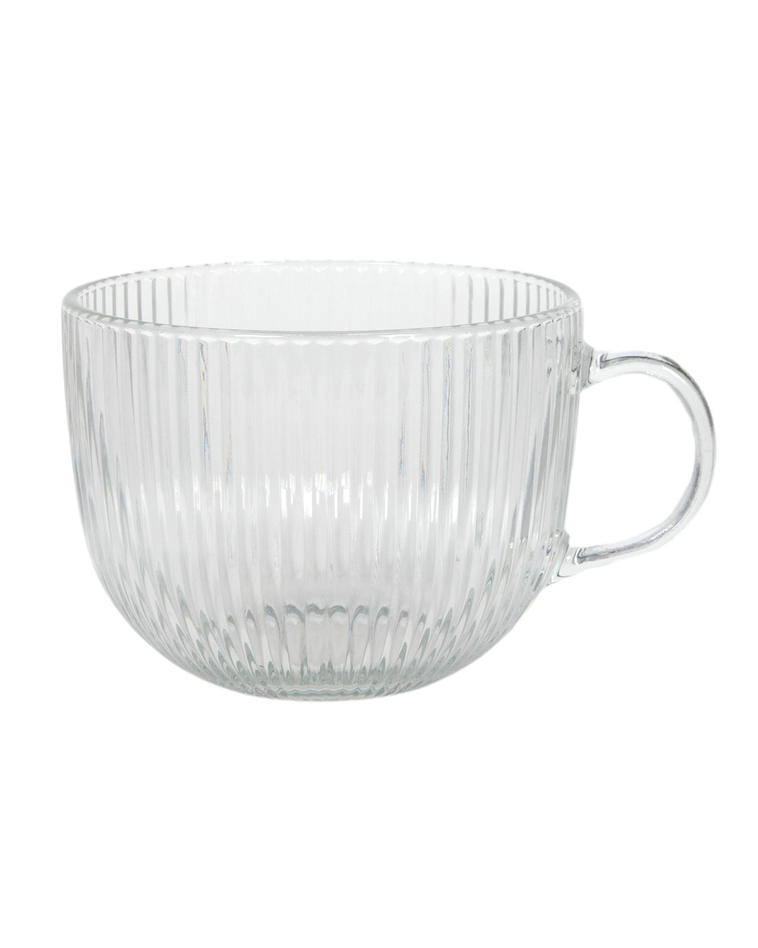 Grand mug en verre 450 ml - Rivo Flussa - mug rainuré avec anse