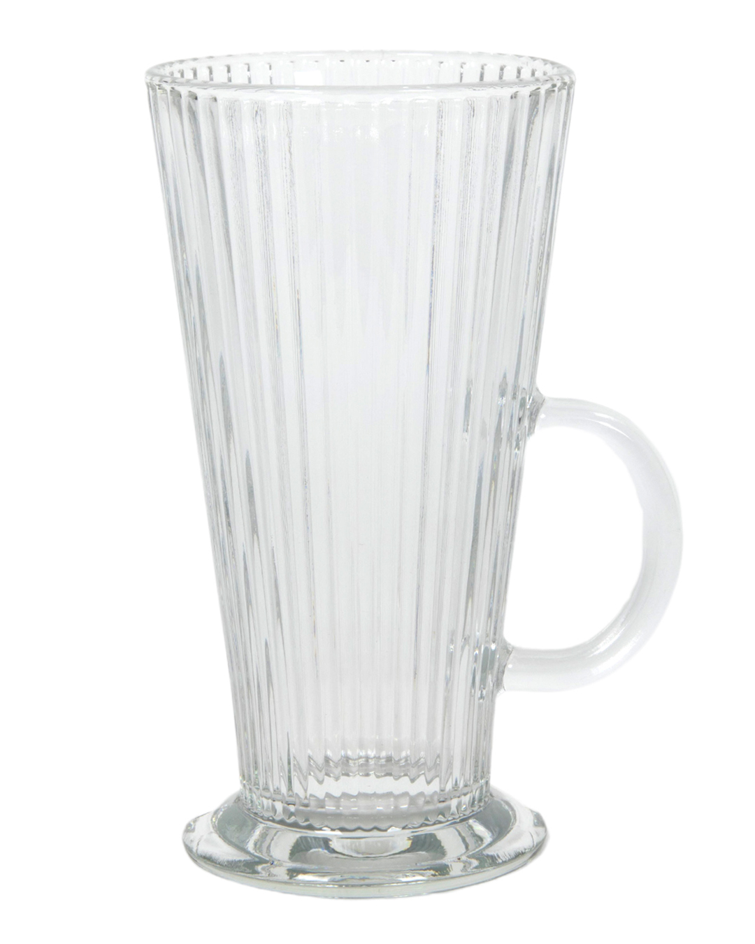 Verre cannelé pour latte 300 ml – Rivo Gelido – verre haut et incliné avec anse, forme en V