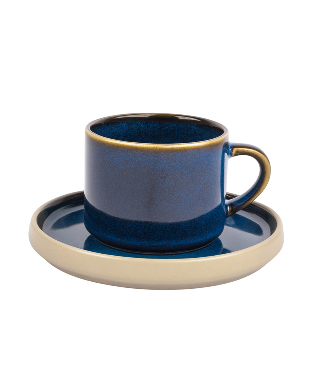 Set de tasses avec soucoupes - Tondo Blu - service à café pour 2 personnes, bleu, bleu marine profond