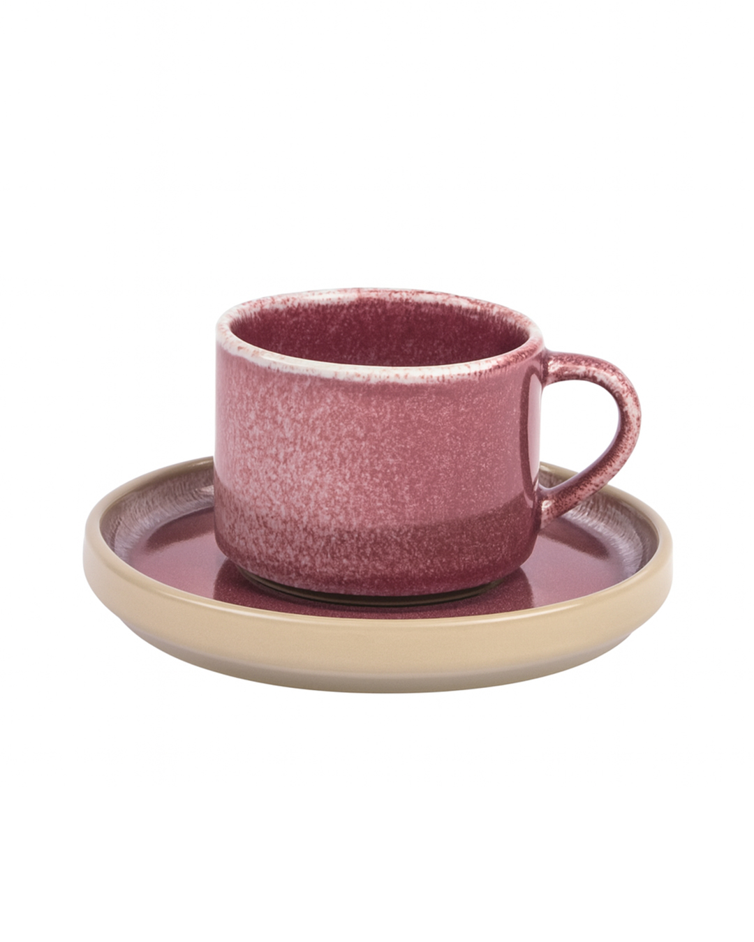 Set de tasses avec soucoupes - Tondo Rosa - service à café pour 2 personnes, violet foncé