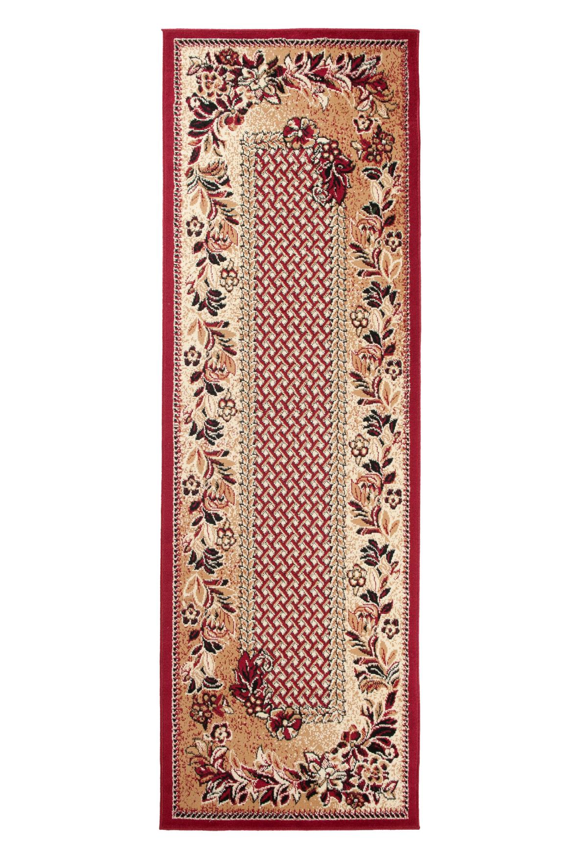 Tapis moderne Atlas végétal 7192B DARK RED BEIGE - rouge