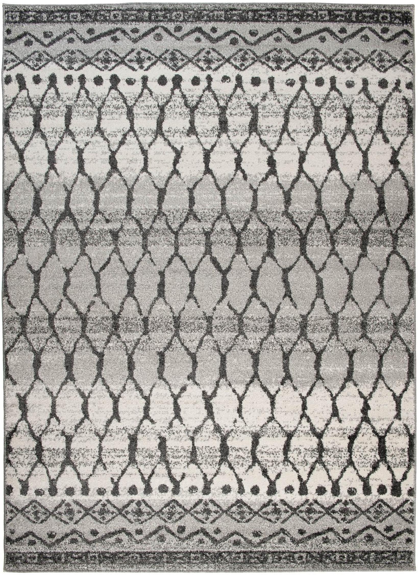 Tapis moderne Sari géométrique H071B blanc - gris