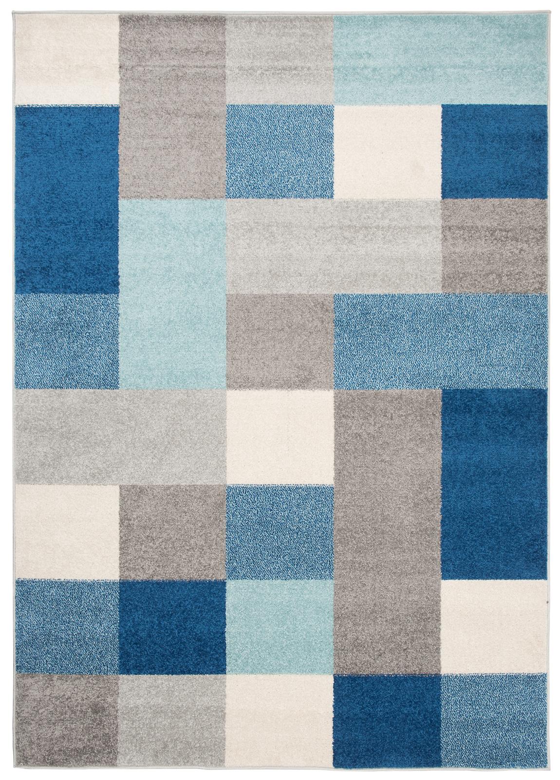 Tapis d'azur géométrique moderne, Grille C574B GRAYTURQUOIS - pastel, gris, bleu