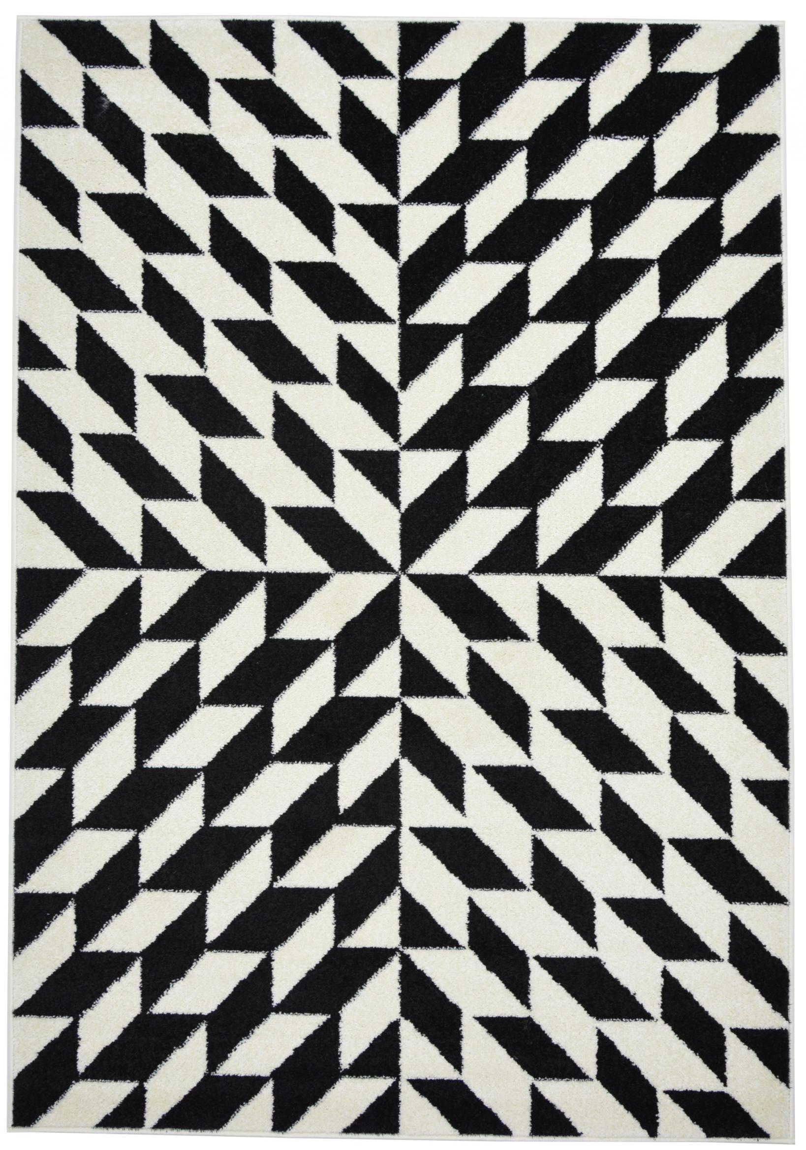 Tapis Marocain Géométrique Moderne T419B BLANC - noir et blanc