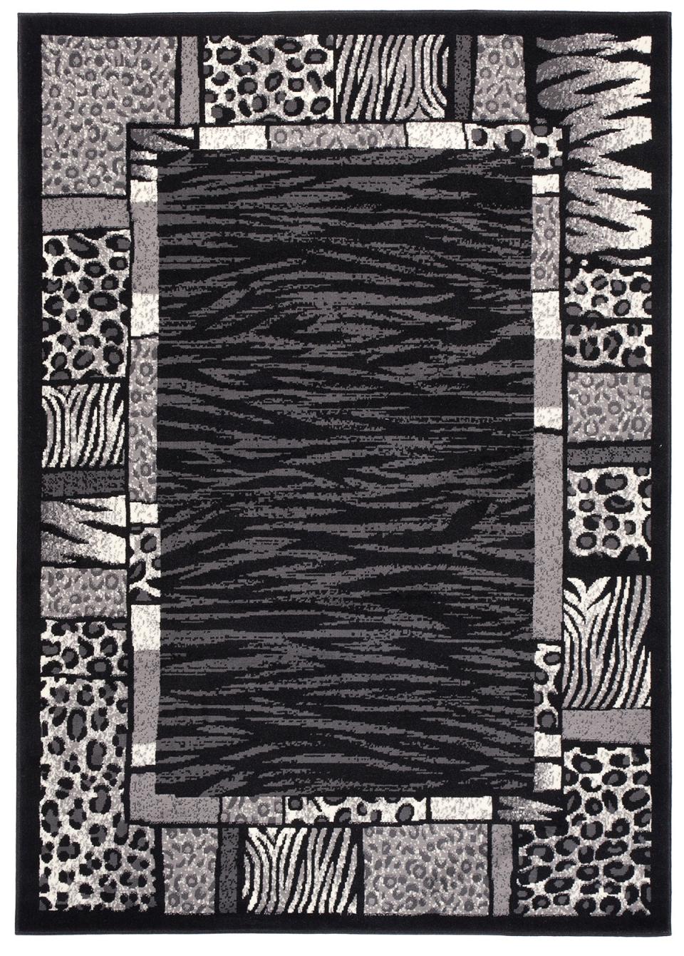 Tapis animalier de rêve moderne J316B NOIR - gris