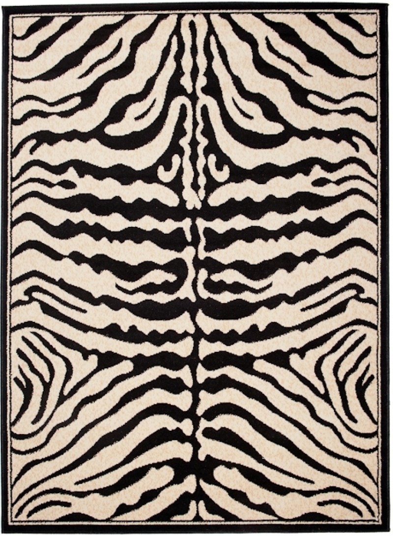 Tapis moderne de l'Atlas des animaux J315B NOIR - noir et blanc