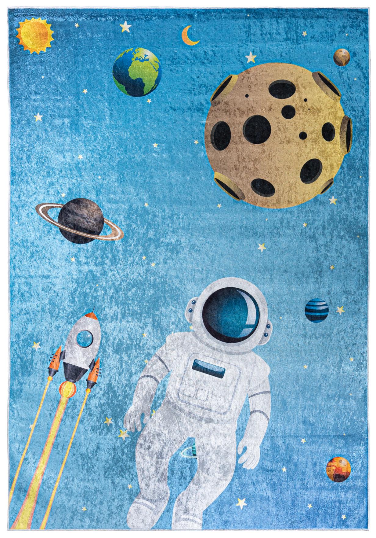 Tapis enfant Planètes de l'espace EMMA 2697 - bleu