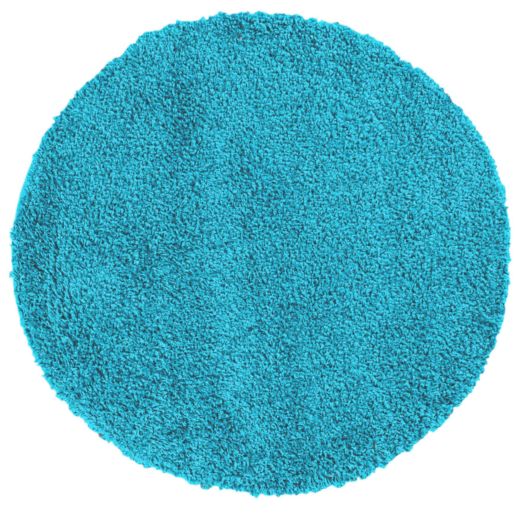 Tapis rond shaggy à poils longs - Tokyo 6365A BLUE - turquoise, uni