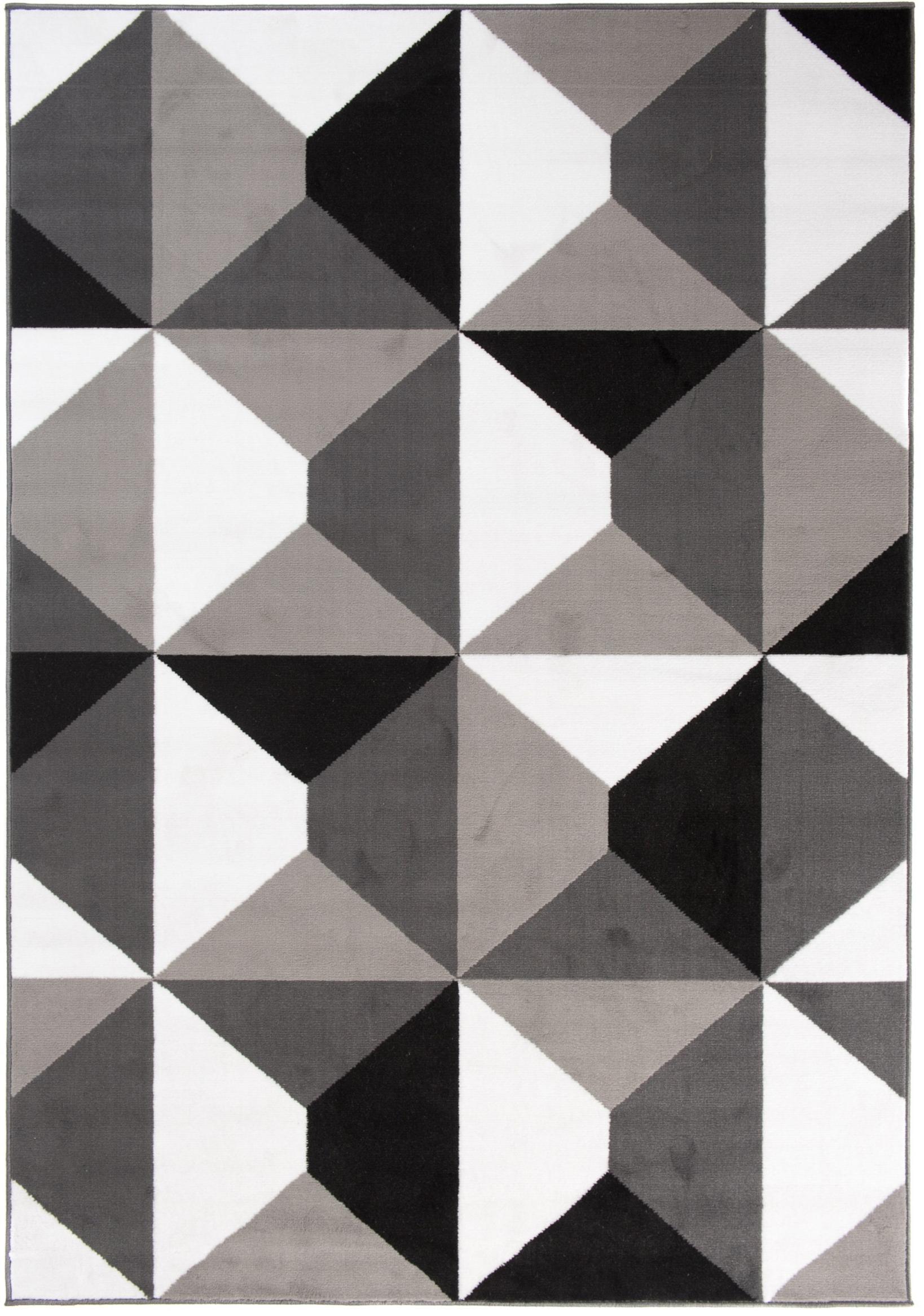 Tapis moderne Maya géométrique Z902D gris foncé - gris, noir et blanc