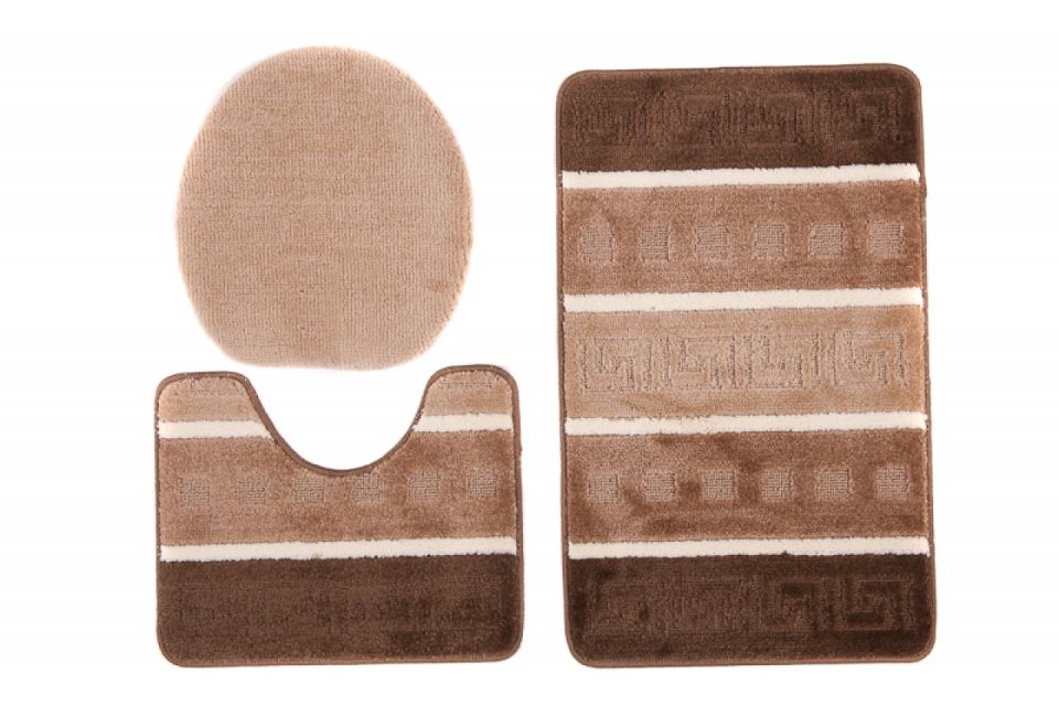 Tapis de salle de bains 3 pièces MULTI C5016 CAMEL BRUN