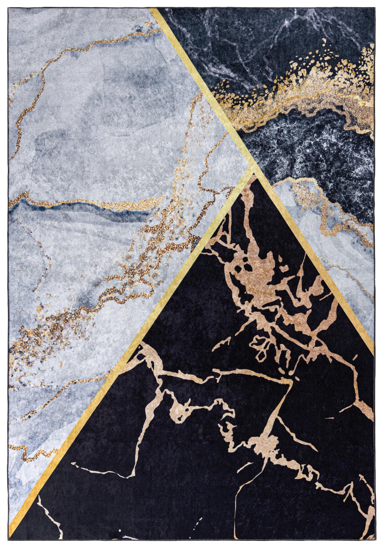 TOSCANA Tapis moderne en marbre 2111 - noir, gris, or