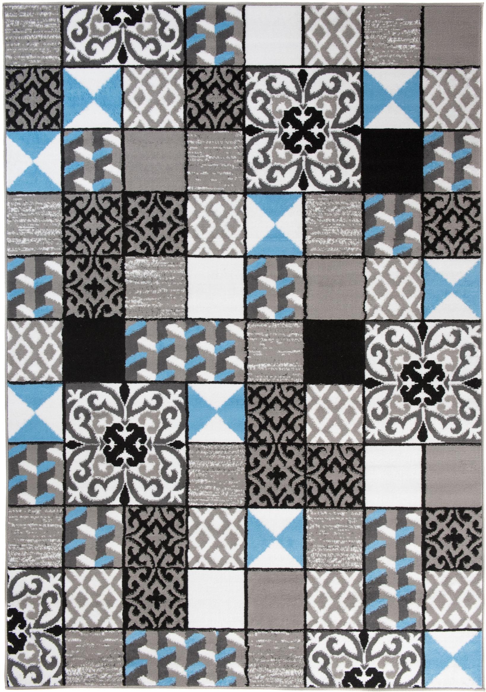 Modern Maya Geometric, check Z906B GRAY - gris, bleu