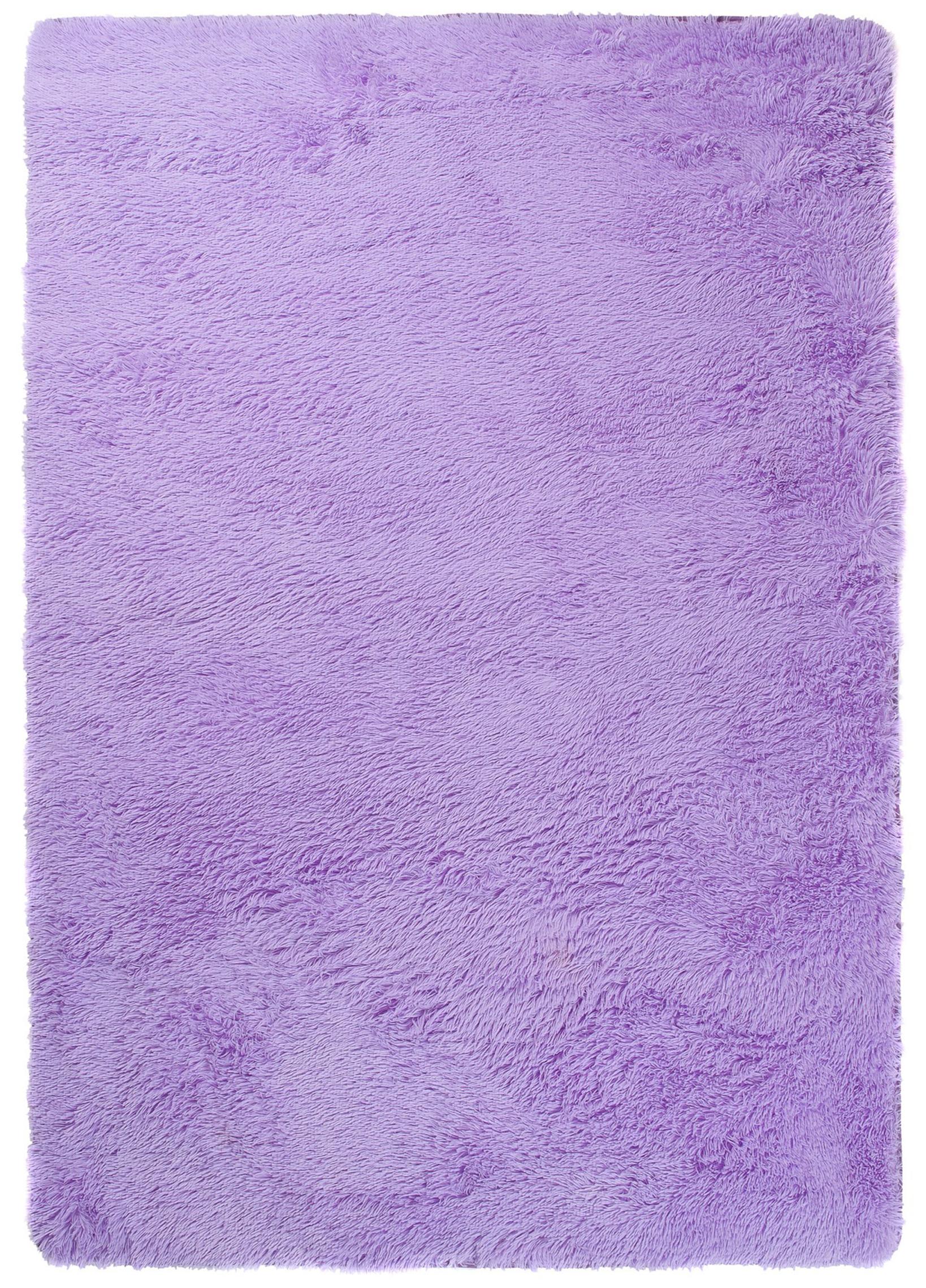 Tapis en soie poil long poil long unicolore uni LILAC - violet
