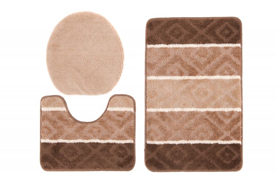 Tapis de salle de bain 3 pièces MULTI C5132 BROWN CAMEL