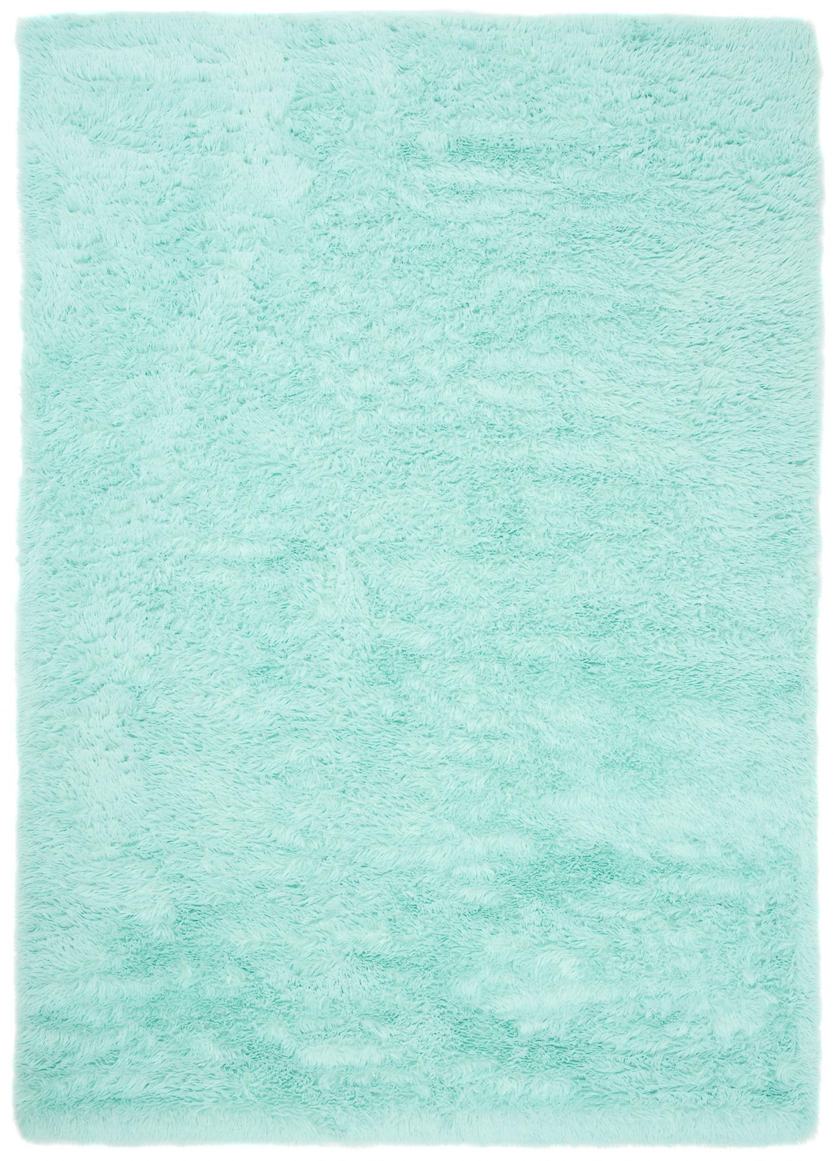 Tapis poil long à poils longs en soie unicolore uni MINT - mint