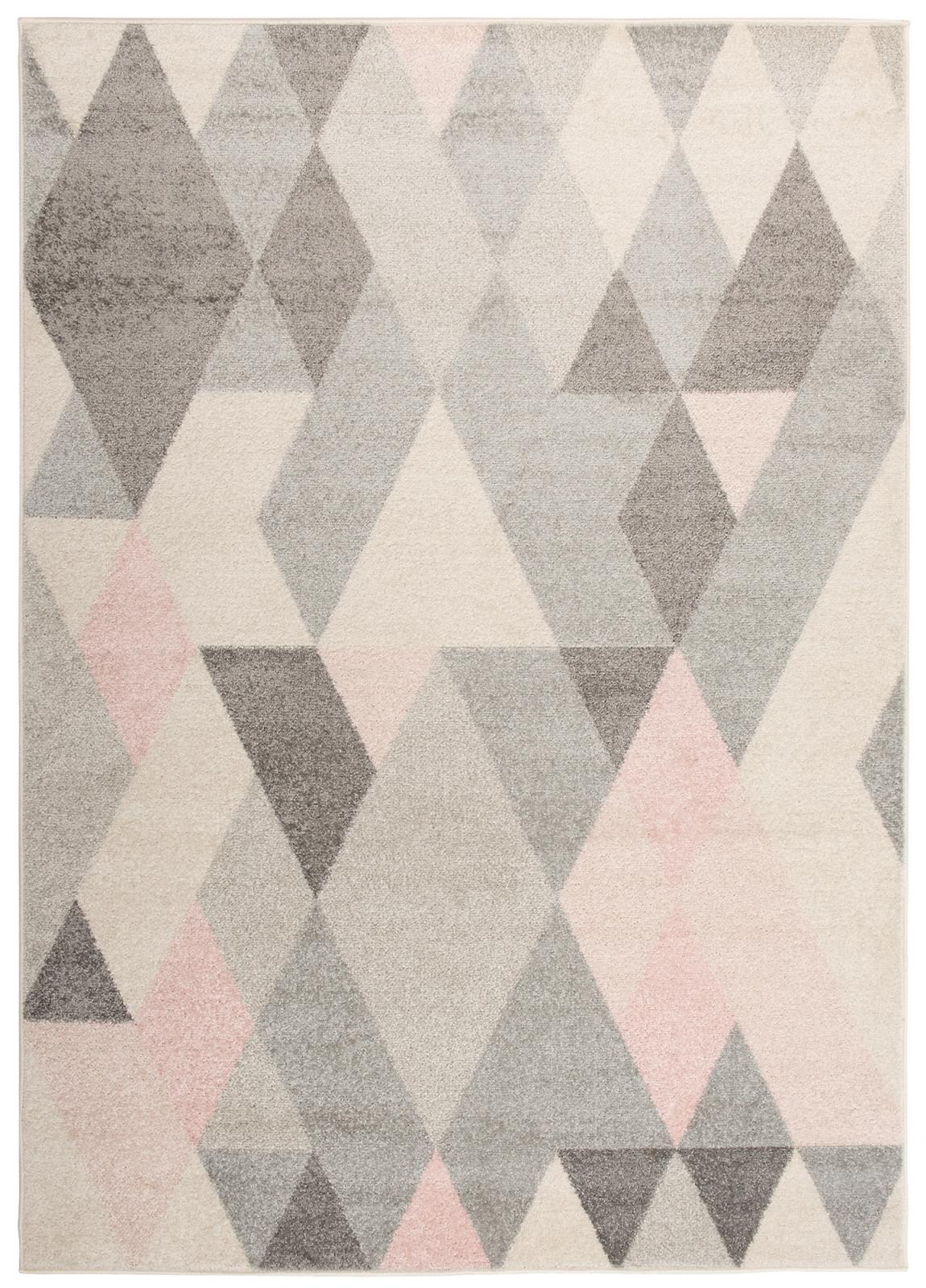 Tapis géométrique moderne C946B GRAYROSE - pastel, gris, rose
