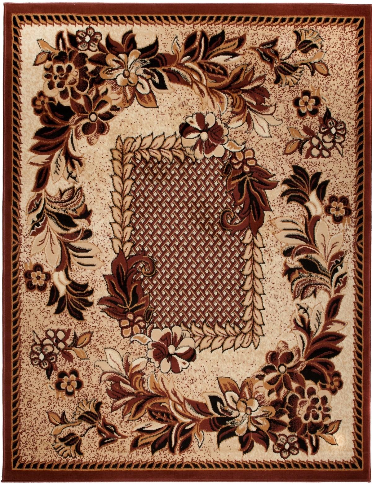 Tapis moderne Atlas végétal 7192B LIGHT BEIGE BROWN - marron