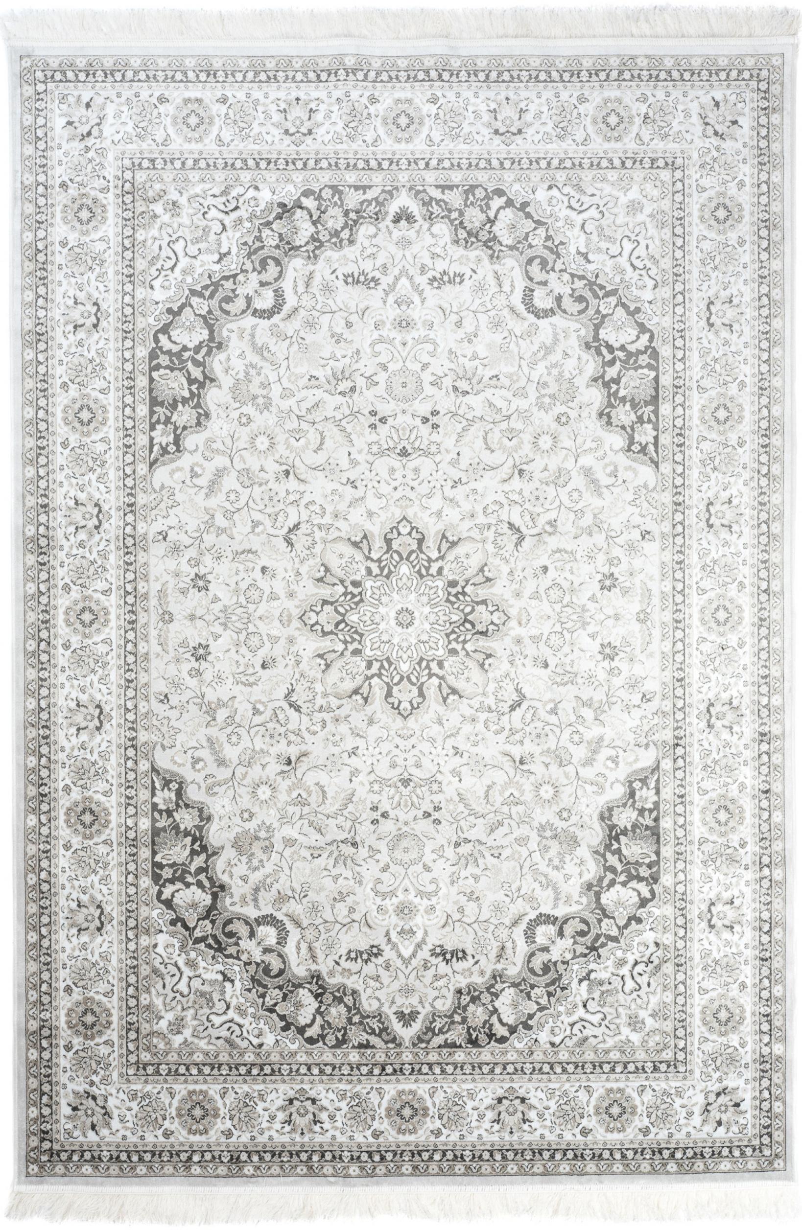 Tapis traditionnel Isphahan 77801 argent - argent, écru