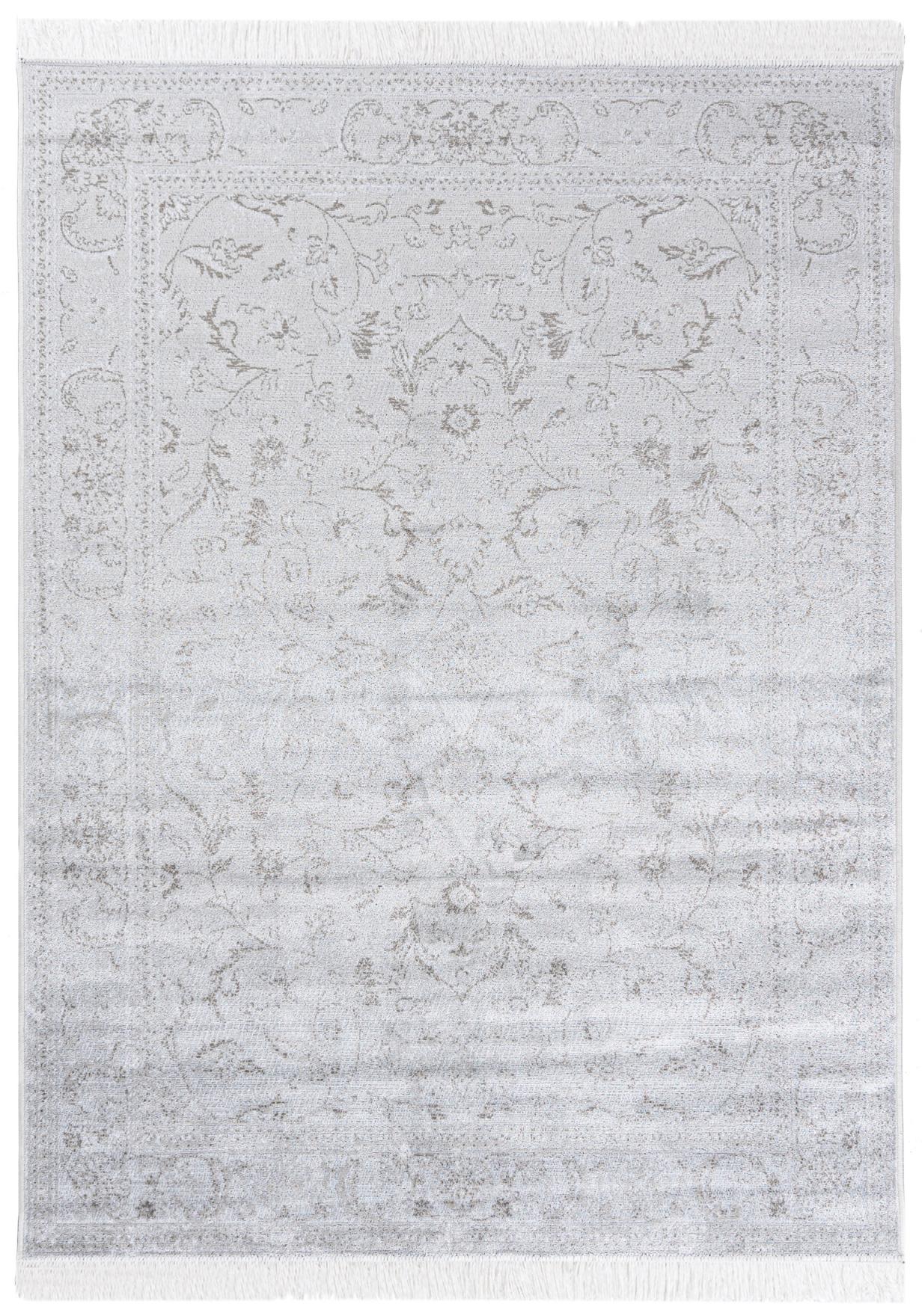 Isphahan traditionnel Tapis 84313 CreamSilver - argent, écru