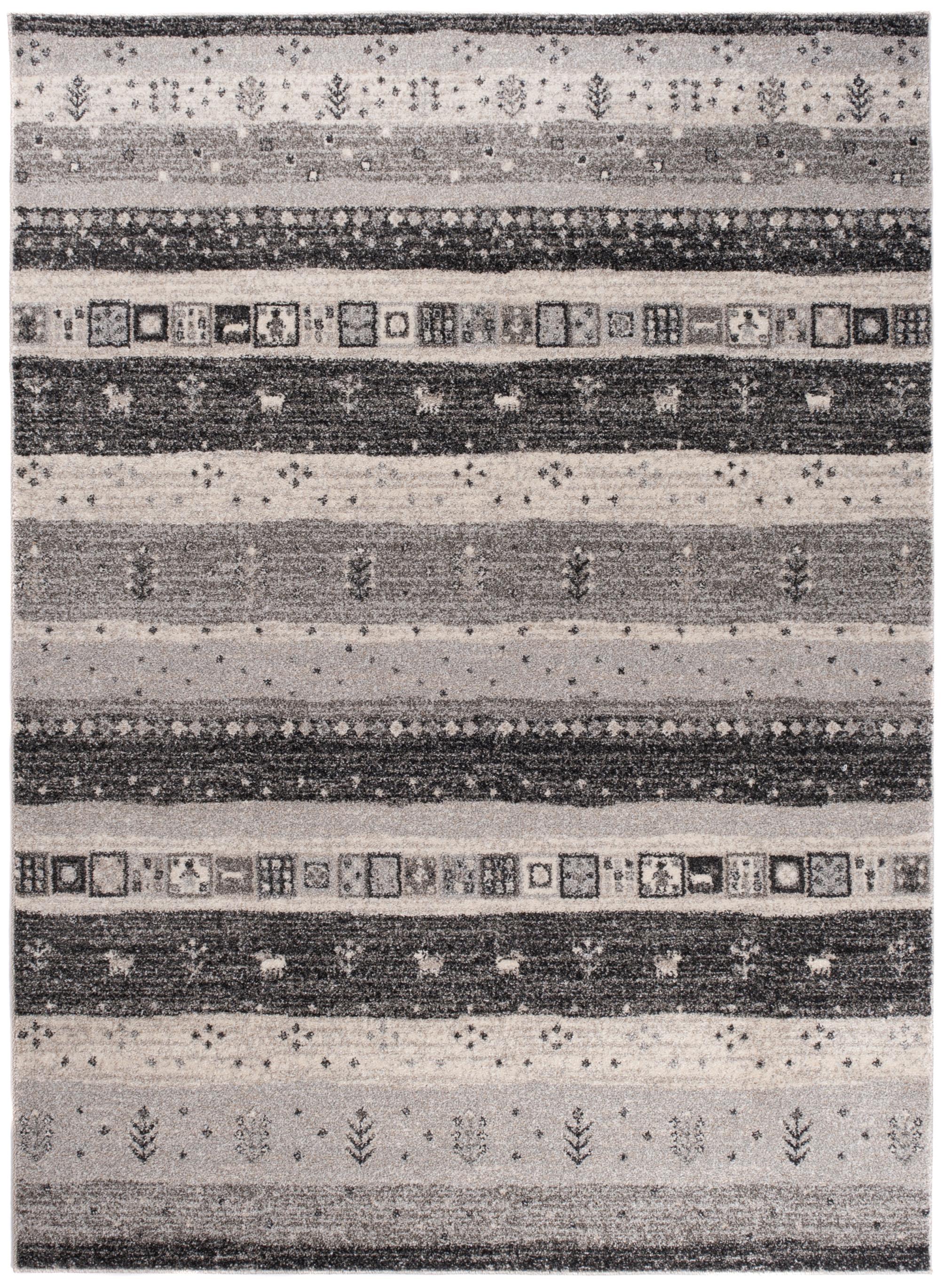 Tapis moderne à rayures Sari K203A DARK GRAY - gris