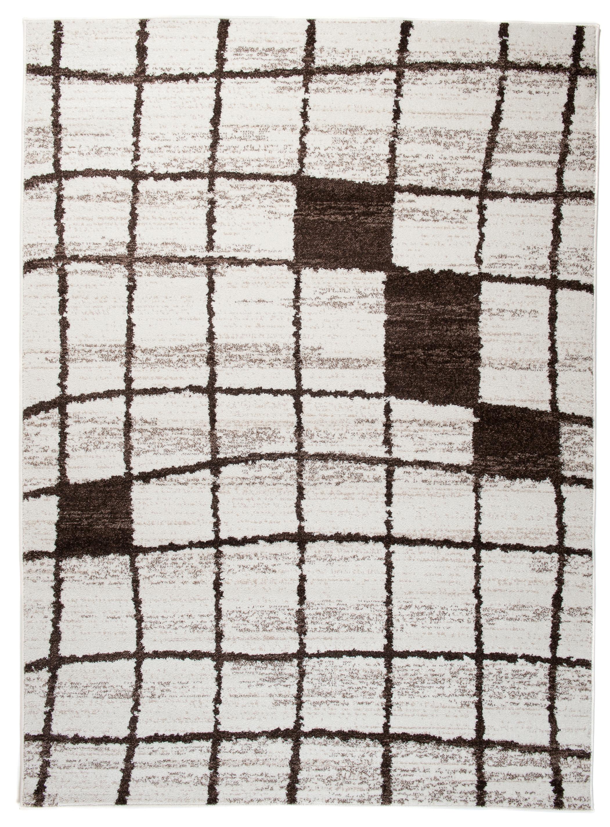 Tapis moderne Sari géométrique, Grille H082A WHITE - beige