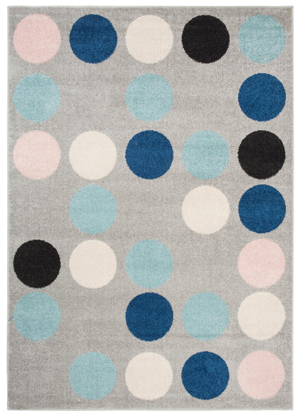 Tapis géométrique moderne azur C980B GRAYROSE - pastel, gris, bleu