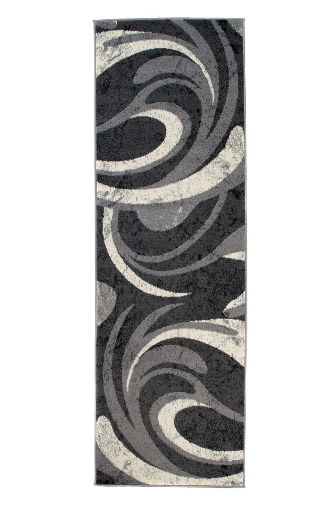 Tapis à rayures géométriques 2641A gris foncé - gris