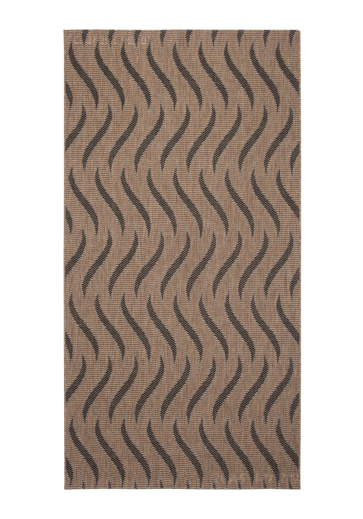 Tapis de couloir en cordons au mètre FLOORLUX 20586 Coffe noir - moderne, rayures, beige, crème