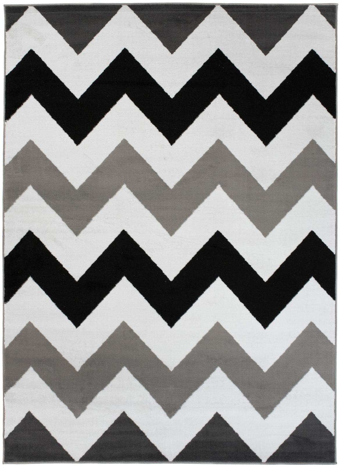 Tapis moderne Maya Géométrique Z903E BLANC - gris, noir et blanc