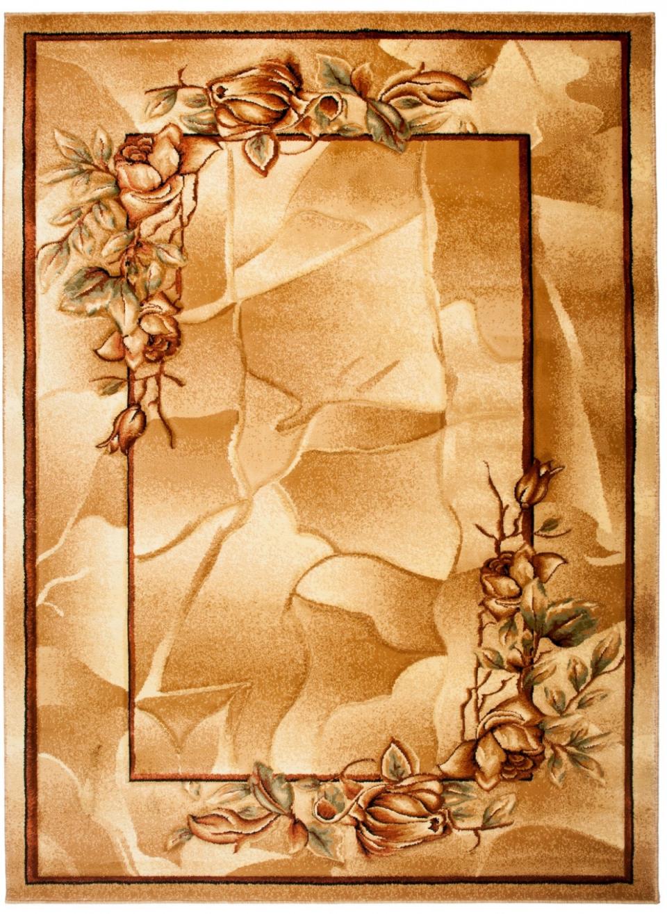Tapis moderne Antogya végétal 7130B LIGHT BEIGE - beige
