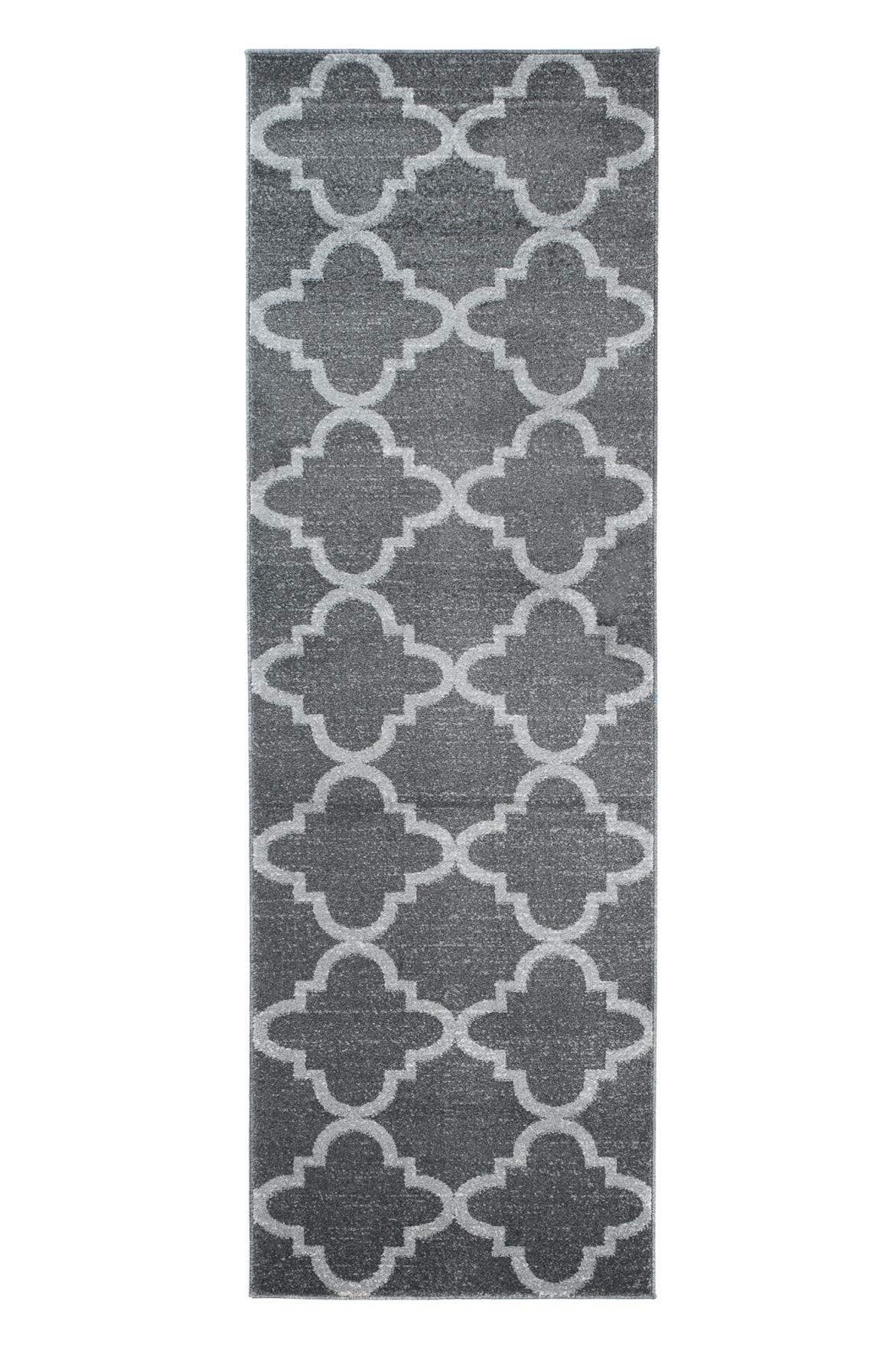 Tapis moderne Sari géométrique L386A DARK GRAY - gris