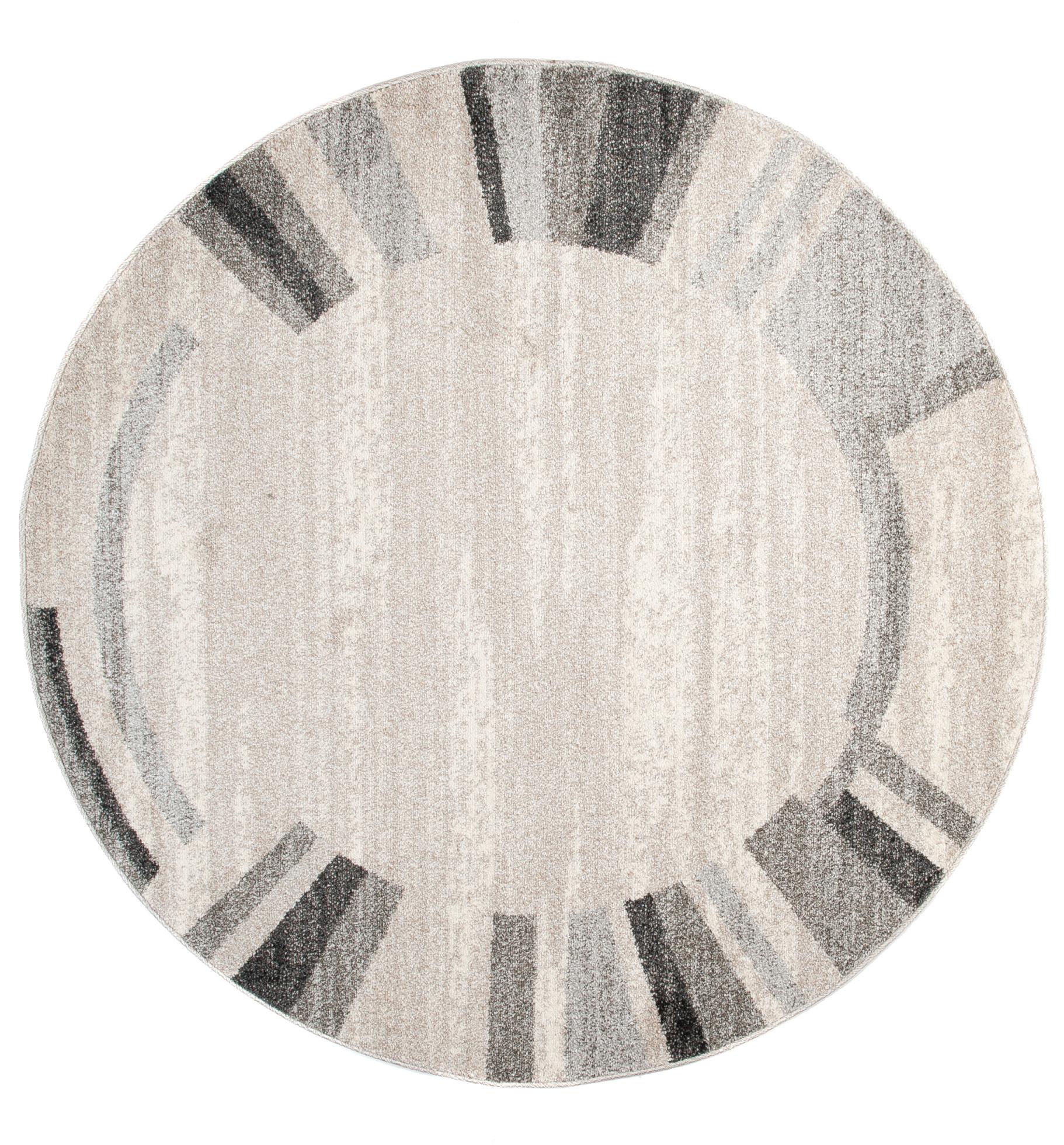 Tapis moderne Sari rond cadre 3443A BEIGE - beige, gris