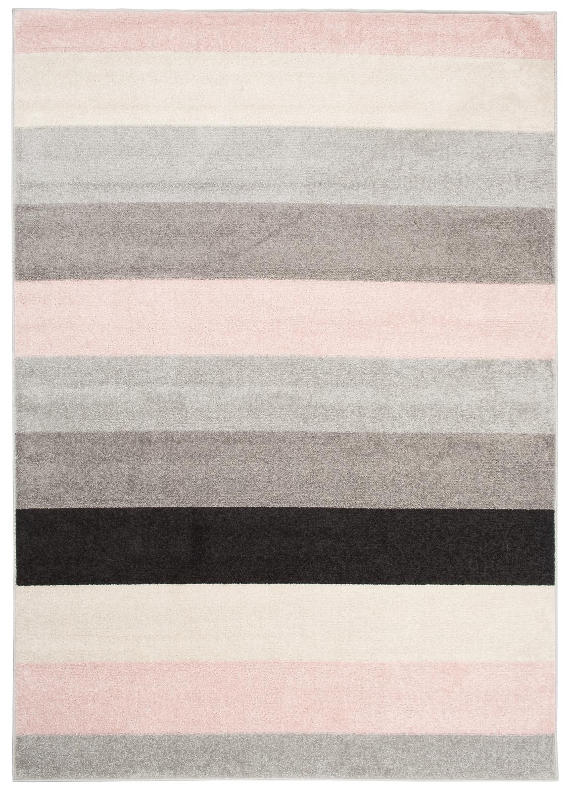 Tapis géométrique moderne à rayures C947I WHITEGRAY - pastel, gris, rose