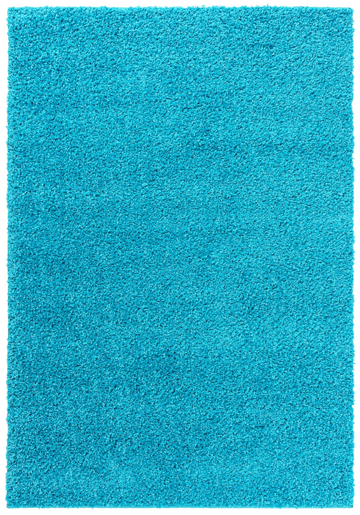 Tapis Shaggy à poils longs Tokyo unicolore 6365A BLUE - turquoise