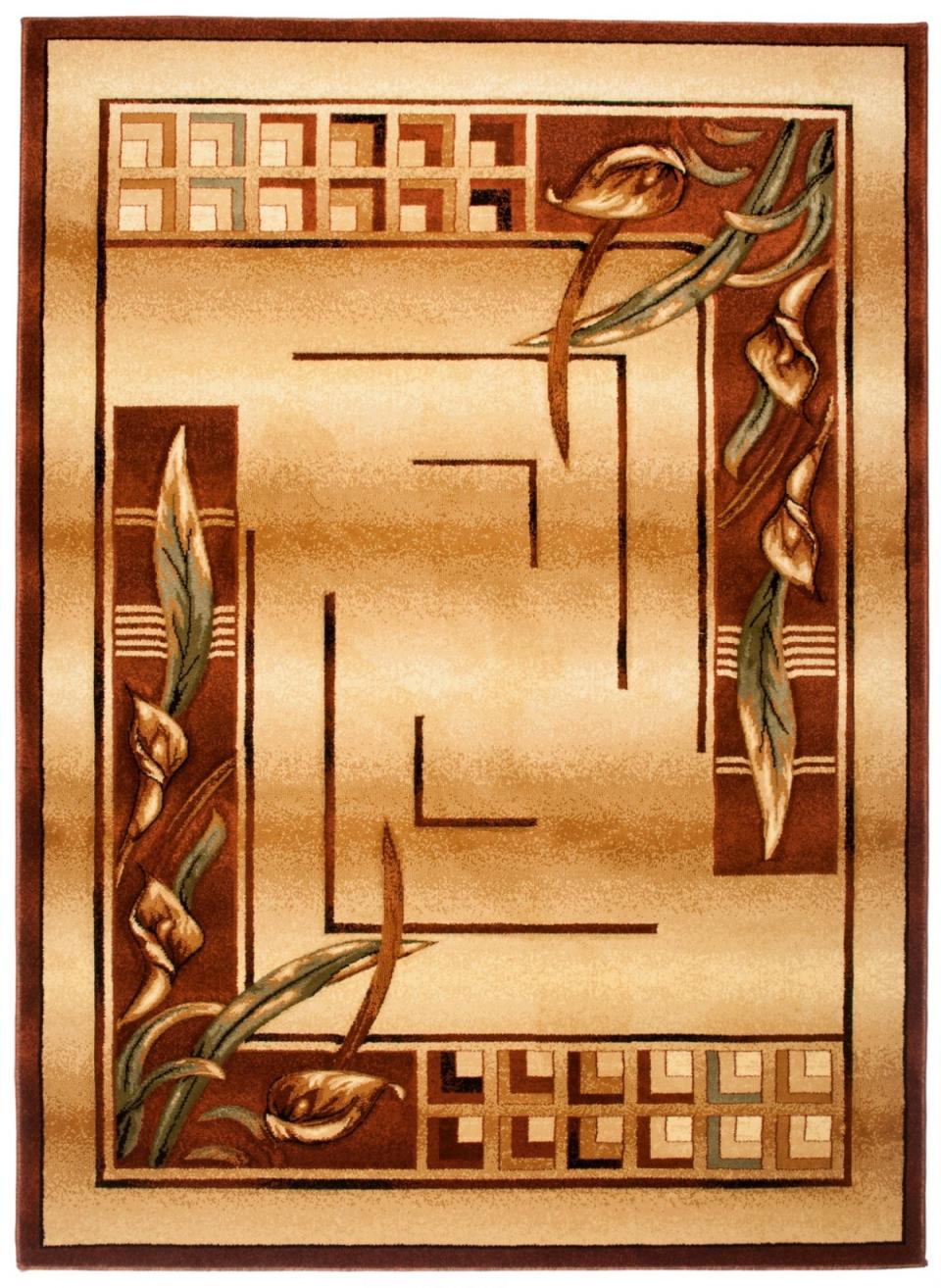Tapis moderne Antogya végétal 7131B LIGHT BEIGE - brun, beige