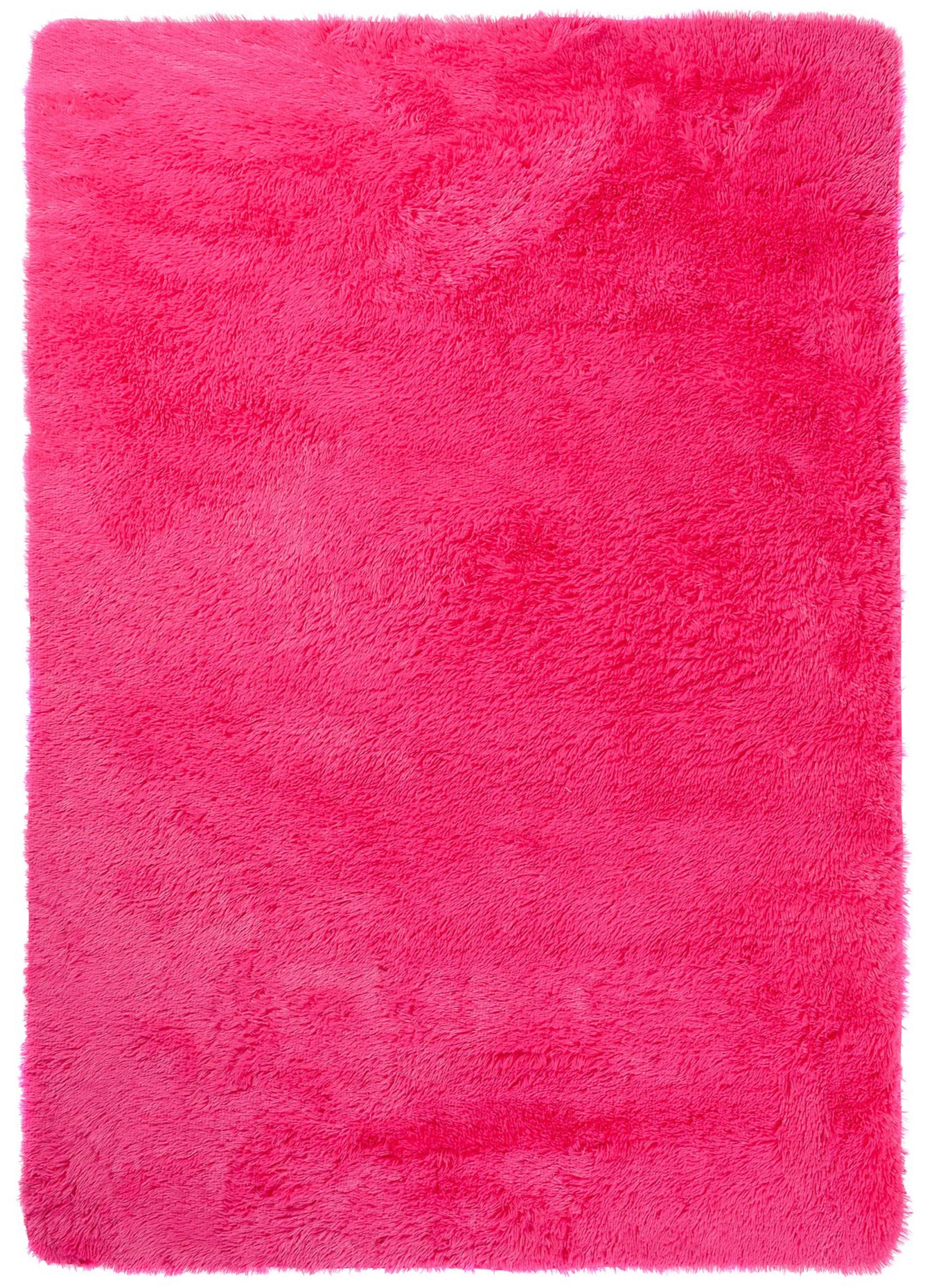Tapis poil long poil long en soie unicolore uni FUSHIA - rose