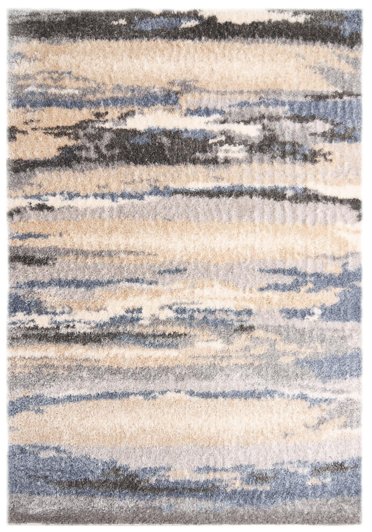Shaggy Longhair Versay Abstract, stripes Q292A BEIGE - crème, bleu