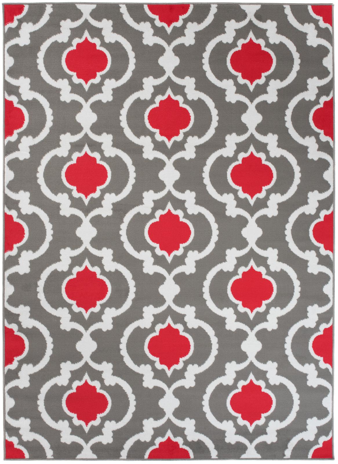 Tapis Modern Maya Geometric Z985A GRAY - gris, rouge