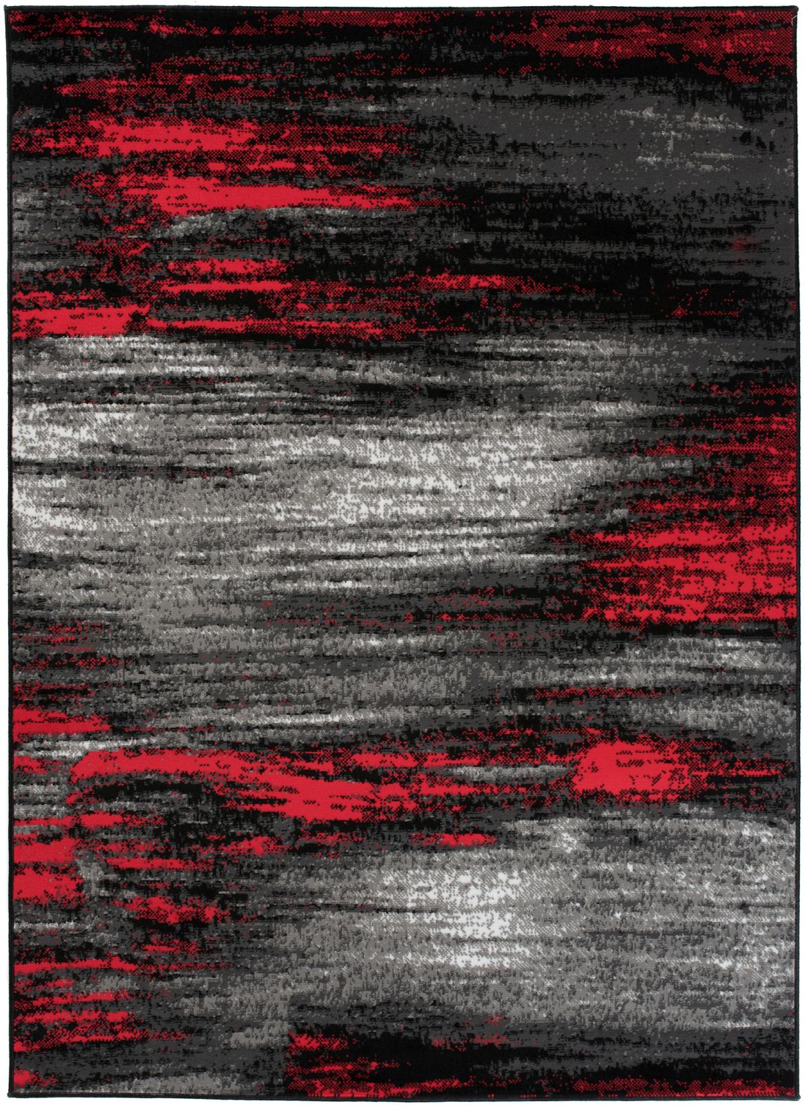 Tapis abstrait moderne Maya Z905E BLACK - noir, rouge