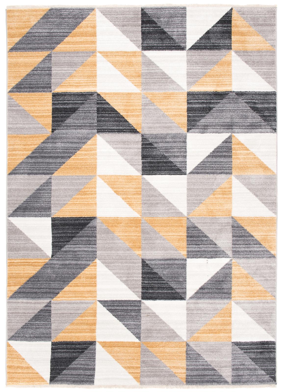 Mystic Geometric Modern Tapis 3332A GOLD LGRAY - gris, jaune