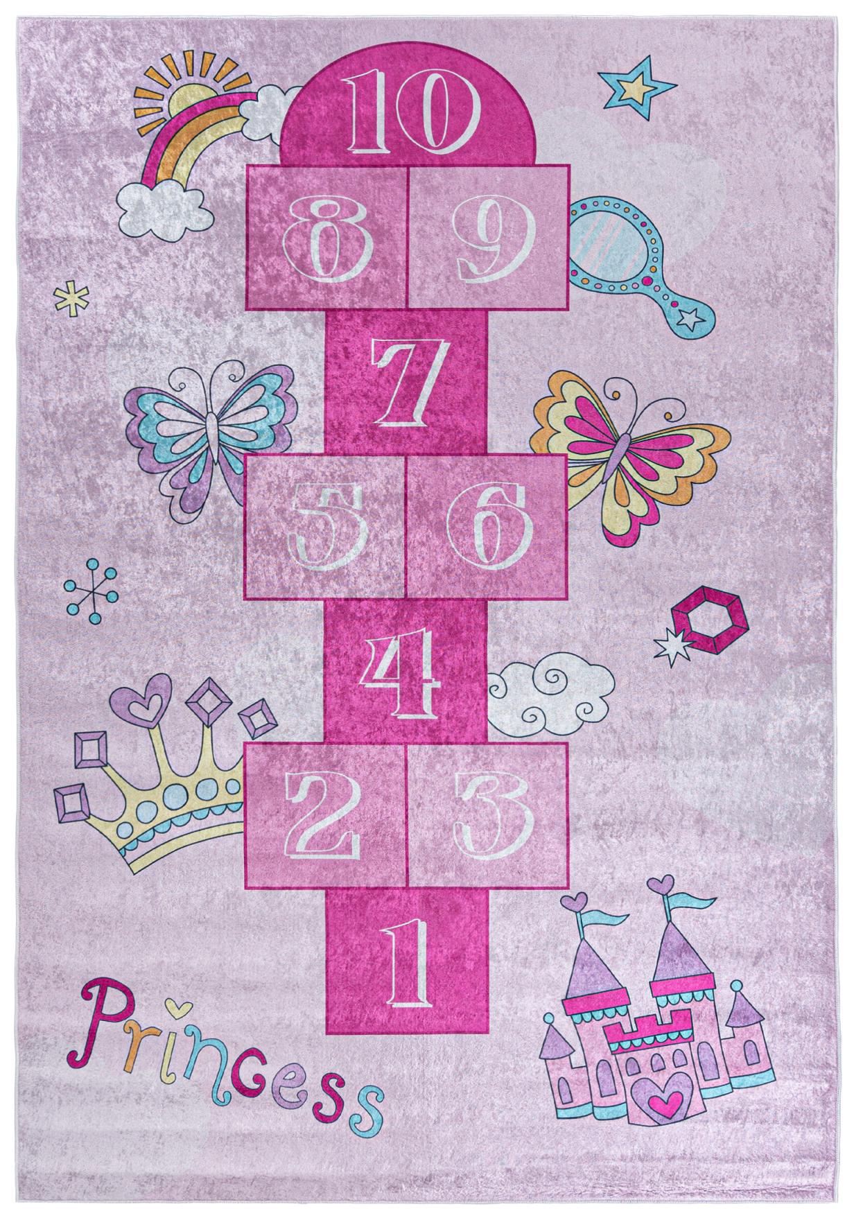 Tapis d'enfant pour filles Jeu de salle de classe EMMA 1718A - rose