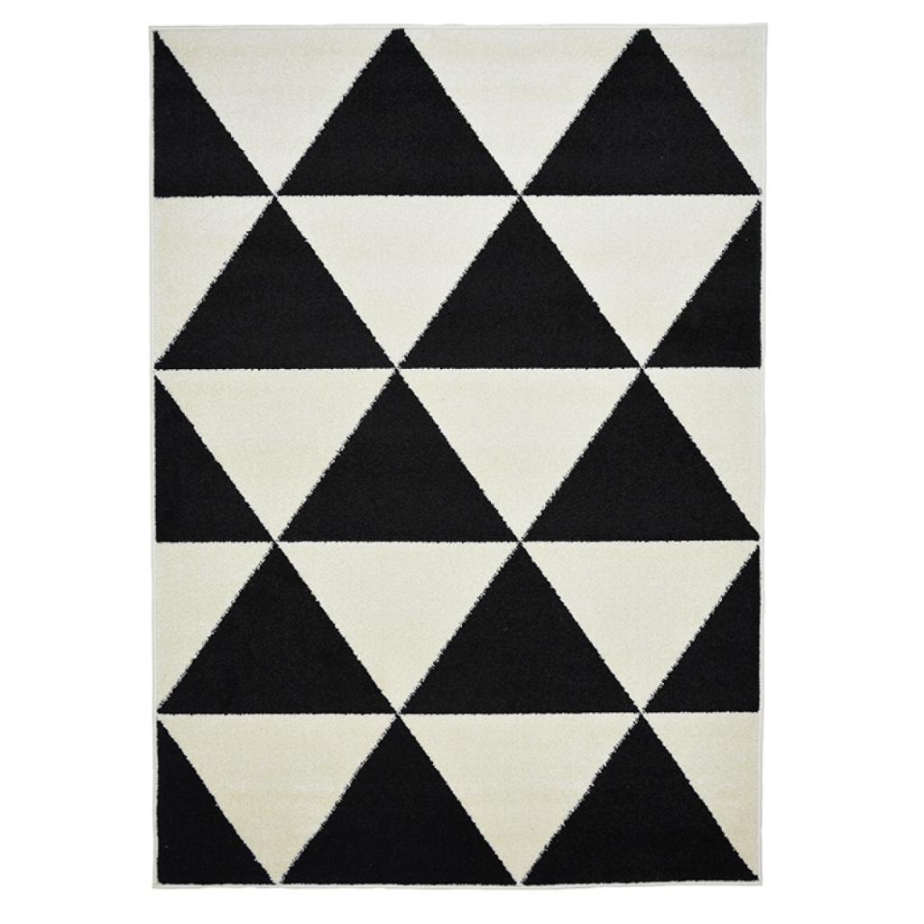 Tapis marocain moderne T408A blanc - noir et blanc