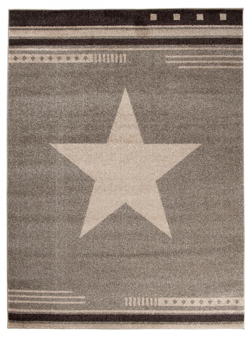 Tapis moderne à étoiles du Maroc L916A FUME - beige
