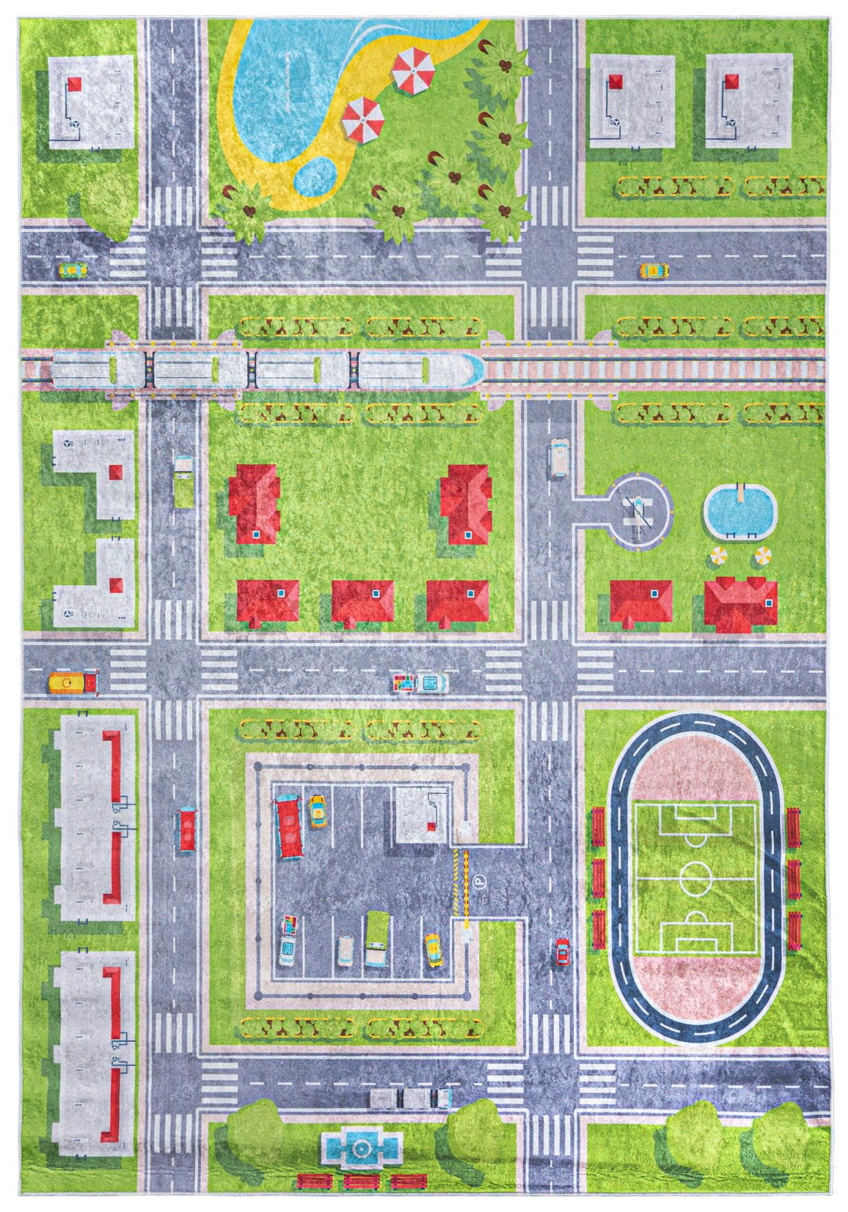 Tapis pour enfants Rue Route Ville EMMA 9033 - vert, coloré