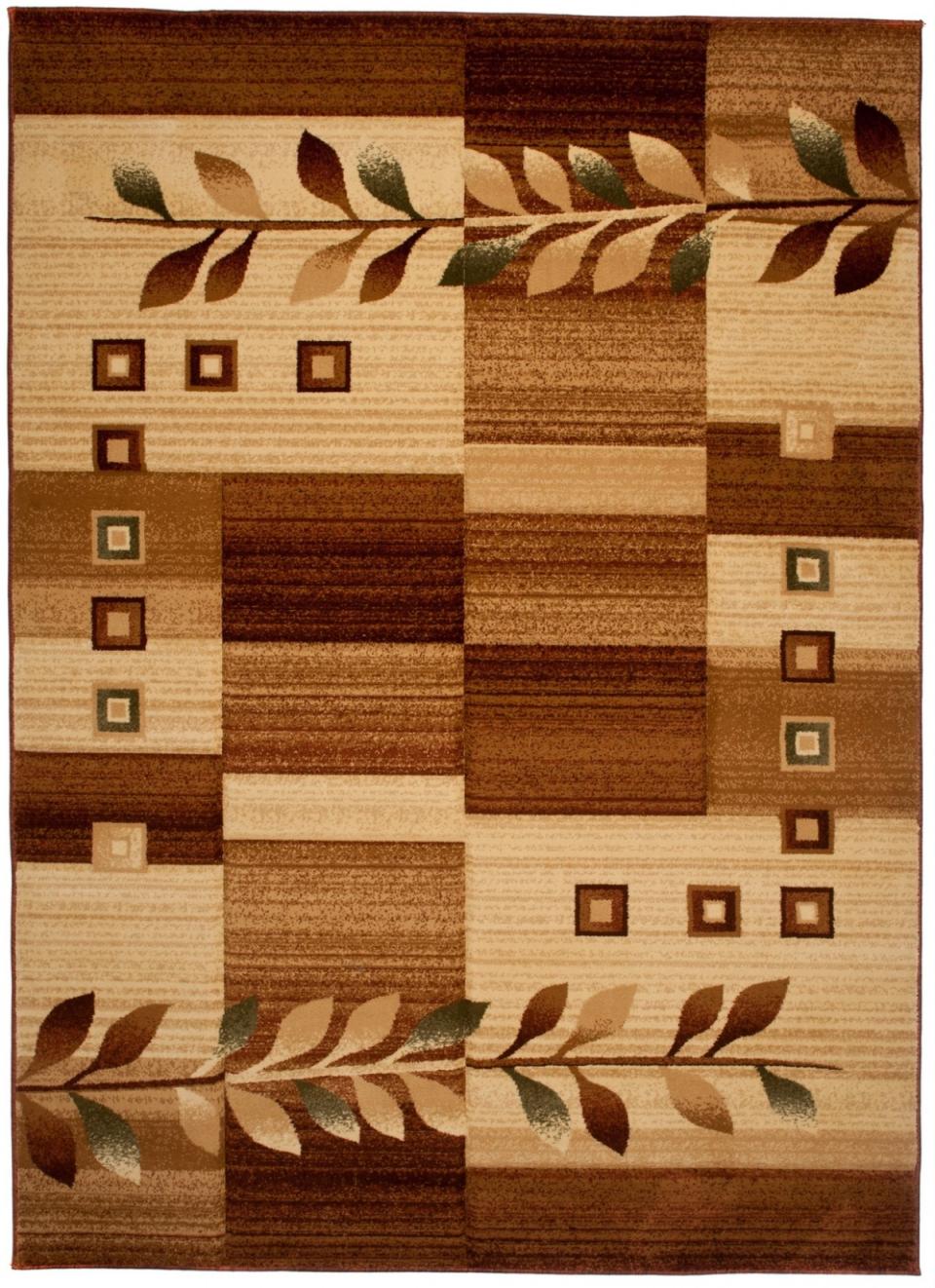 Tapis moderne Antogya végétal C627A CREAM - marron