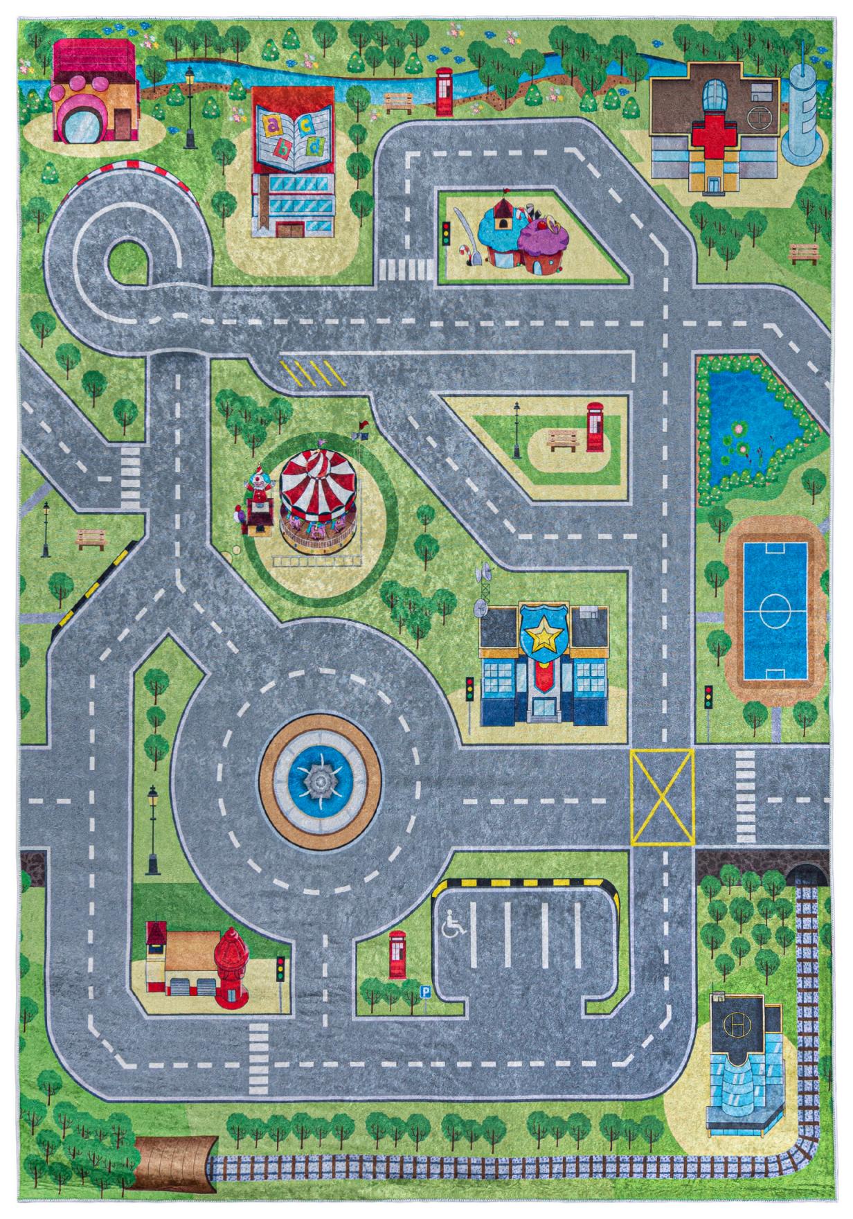 Tapis pour enfants Rue Route Ville EMMA 9028 - vert, coloré