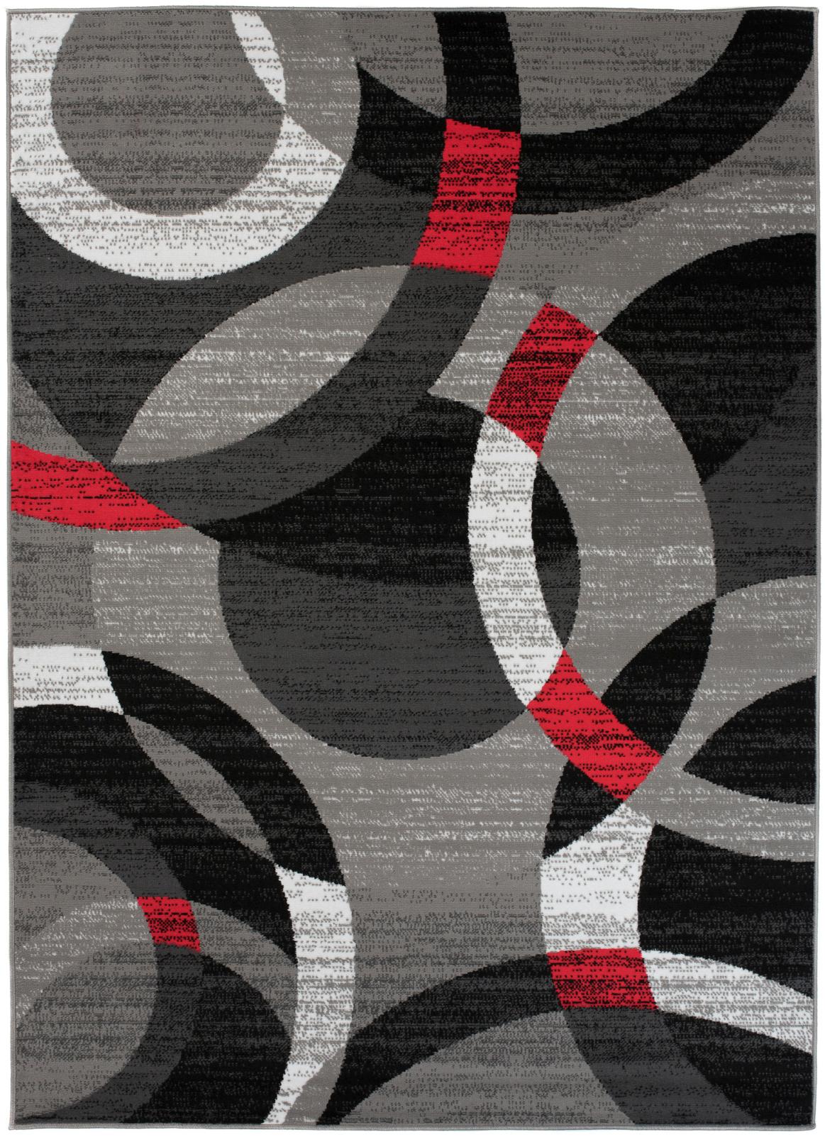 Tapis moderne Maya Geometric Z984B GRAY - gris, rouge