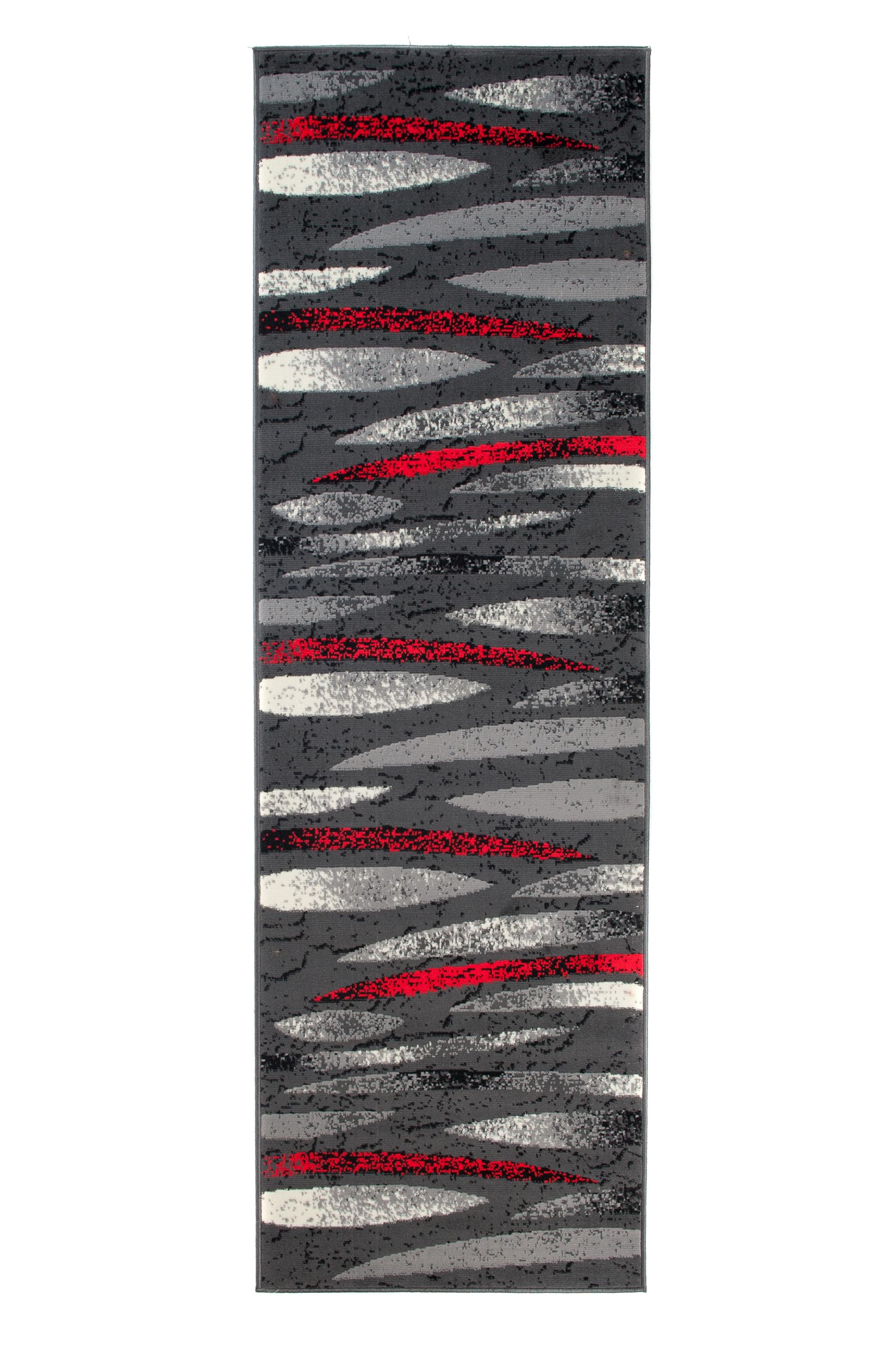 Tapis moderne Dream géométrique D320B gris foncé - gris, rouge